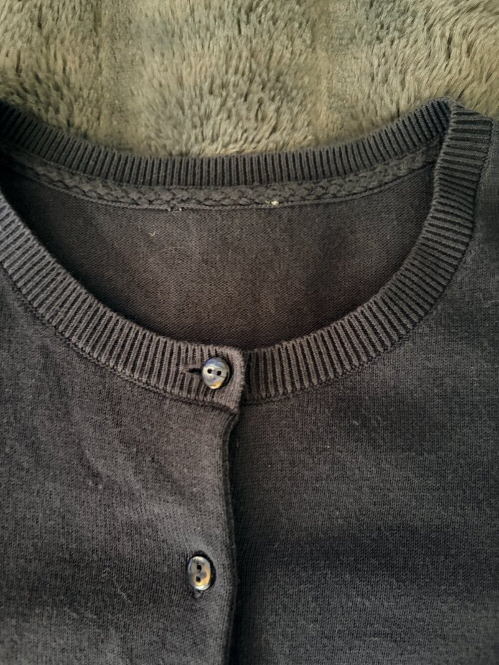 Navy Cotton Button Front Cardigan Sweater 3/4 Sleeve Coastal Grandma Size Small - Picture 3 of 10